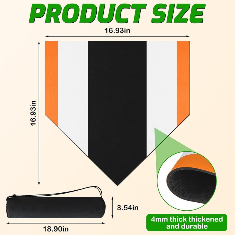 TRINKA Baseball & Softball Home Plate, 17 Inch Colored Portable Baseball Zone Training Home Plate with Carry Bag, Lightweight Non-Slip Rubber Mat Softball Bases Tool for Pitching and Hitting Practice - Image 2